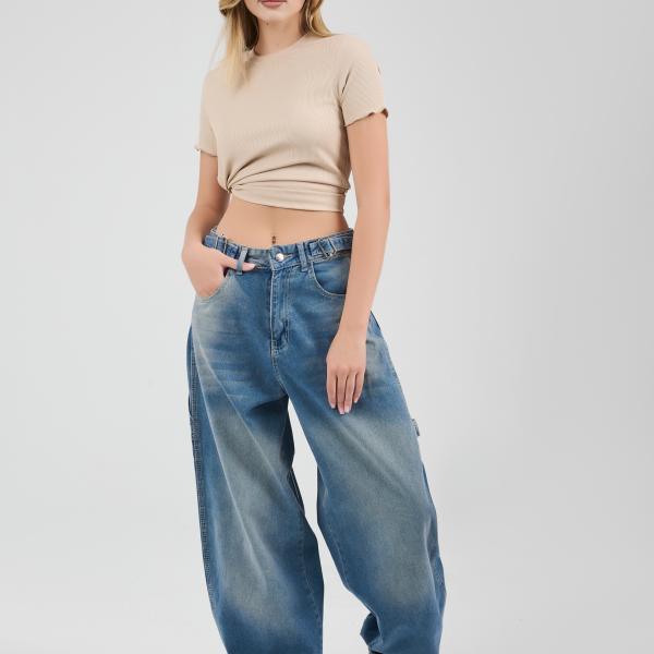 Baggy-Fit Vintage Washed Denim