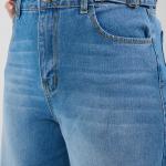 Wide-Loose Strapped Mid Blue Denim