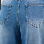 Wide-Loose Strapped Mid Blue Denim