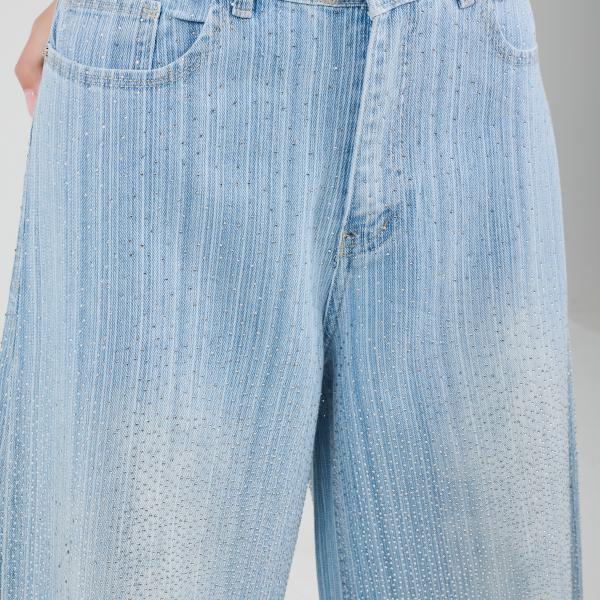 Wide-Loose Crystal Fade Light Blue Denim