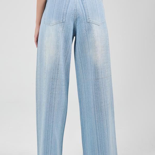 Wide-Loose Crystal Fade Light Blue Denim