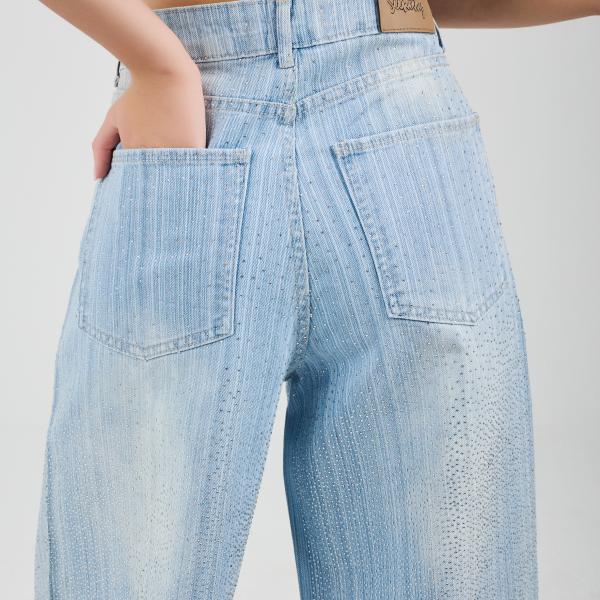 Wide-Loose Crystal Fade Light Blue Denim