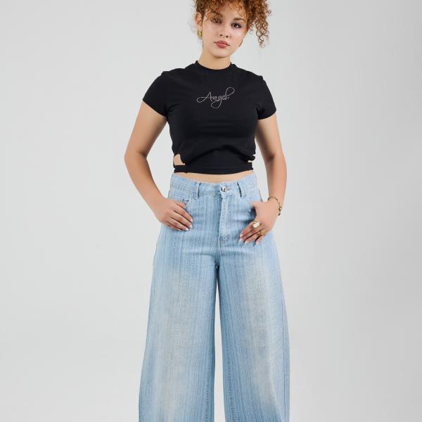Wide-Loose Crystal Fade Light Blue Denim