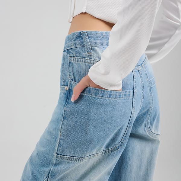 Long-Leg Light Washed Blue Denim
