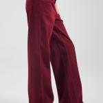 Wide-Leg Burgundy Gabardine
