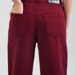 Wide-Leg Burgundy Gabardine