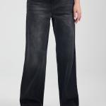 Wide-Leg Washed Charcoal Denim