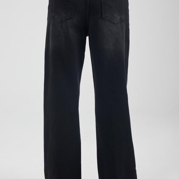 Wide-Leg Washed Charcoal Denim