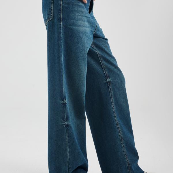 Wide-Leg Blue Vintage Olive Denim