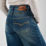 Wide-Leg Dark Blue Washed Denim