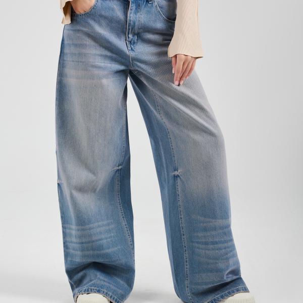 Wide-Loose Dirty Blue Denim