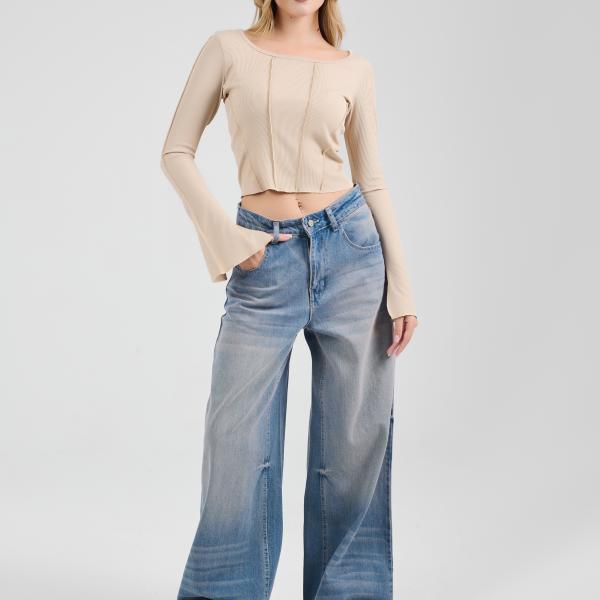 Wide-Loose Dirty Blue Denim