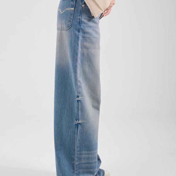 Wide-Loose Dirty Blue Denim