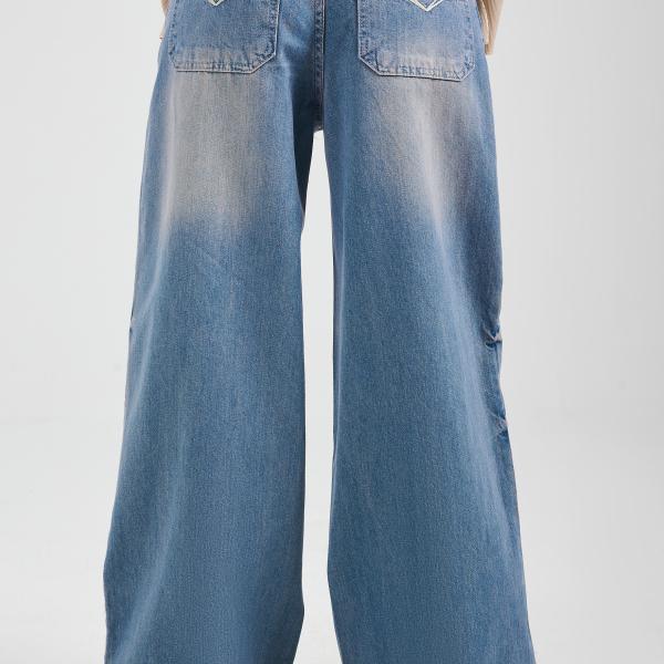 Wide-Loose Dirty Blue Denim
