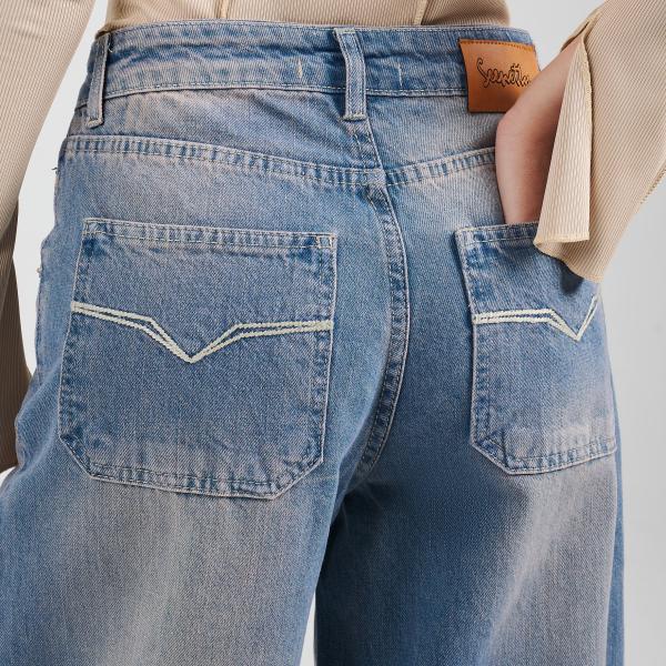 Wide-Loose Dirty Blue Denim