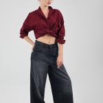 Wide-Loose Washed Black Denim