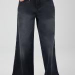 Wide-Loose Washed Black Denim