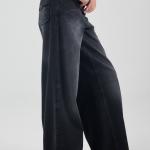 Wide-Loose Washed Black Denim