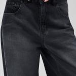Wide-Loose Washed Black Denim