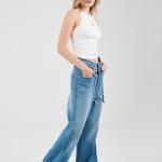 Wide-Leg Light Blue Denim With Drawstring
