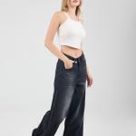 Wide-Leg Charcoal Black Denim
