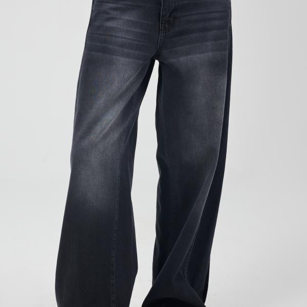 Wide-Leg Charcoal Black Denim
