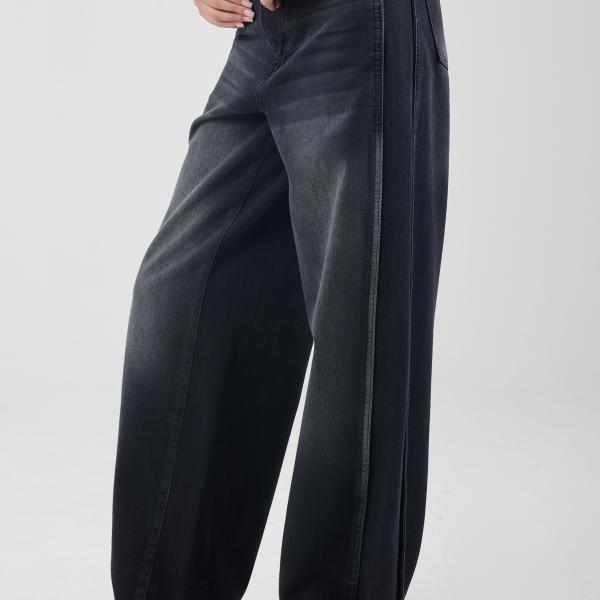 Wide-Leg Charcoal Black Denim