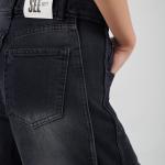 Wide-Leg Charcoal Black Denim