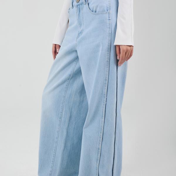 Wide-Leg Sky Washed Blue denim