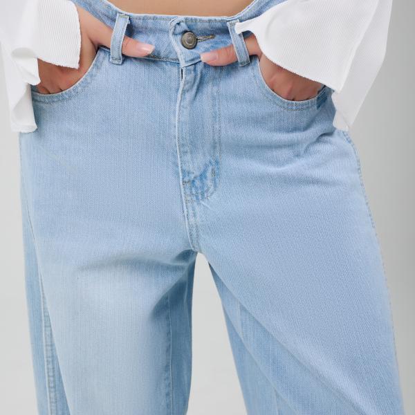 Wide-Leg Sky Washed Blue denim