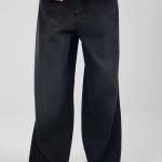 Wide-Loose Strapped Black Denim