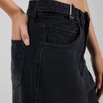 Wide-Loose Strapped Black Denim