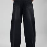 Wide-Loose Strapped Black Denim