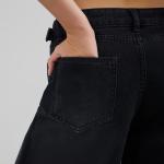 Wide-Loose Strapped Black Denim