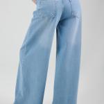 Wide-Loose Strapped Light Blue Denim