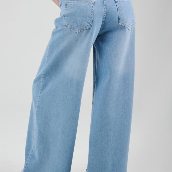 Wide-Loose Strapped Light Blue Denim