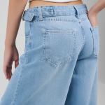 Wide-Loose Strapped Light Blue Denim