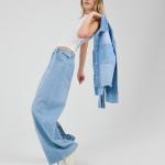 Wide-Loose Strapped Light Blue Denim