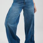 Wide-Leg Dark Blue Denim
