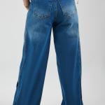 Wide-Leg Dark Blue Denim