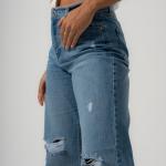 Wide-Leg Dark Rush Ripped Denim