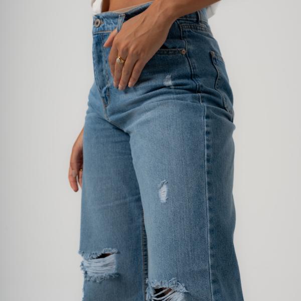 Wide-Leg Dark Rush Ripped Denim