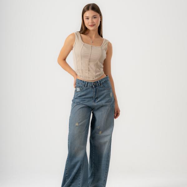 Wide-Loose Dirty Blue Denim