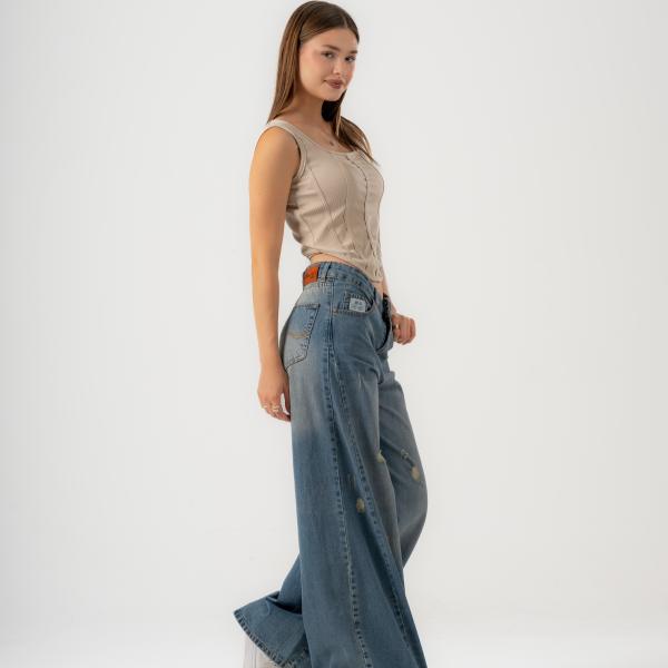 Wide-Loose Dirty Blue Denim