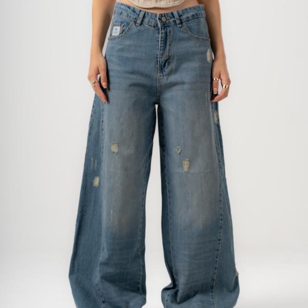 Wide-Loose Dirty Blue Denim