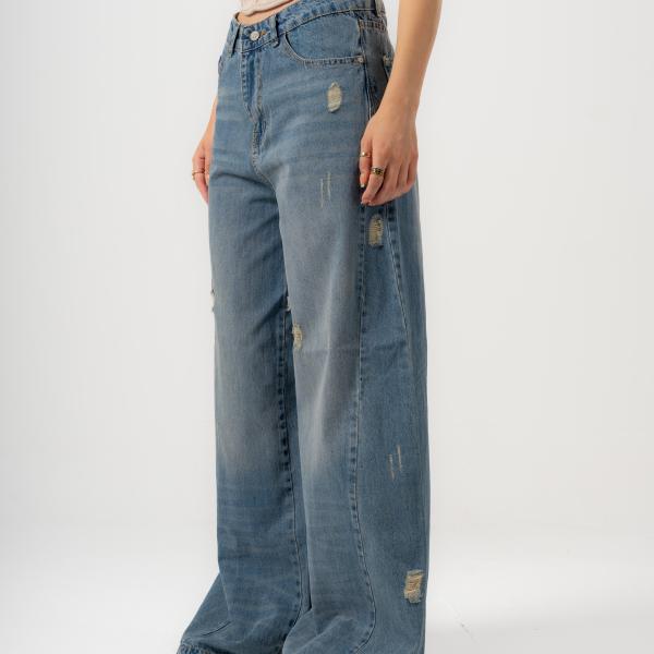 Wide-Loose Dirty Blue Denim