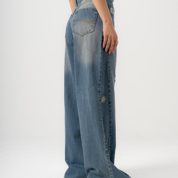 Wide-Loose Dirty Blue Denim