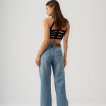 Wide-Leg Light Rush Ripped Denim