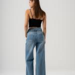 Wide-Leg Light Blue Denim With Drawstring
