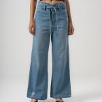 Wide-Leg Light Blue Denim With Drawstring